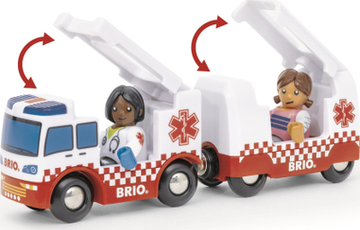 Lodër autoambulancë BRIO Rescue Ambulance, me drita dhe sirenë, për fëmijë 3+