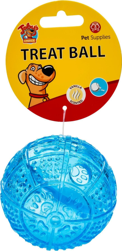 Топка играчка за кучиња Toby's Choice Treat Ball, 8 cm, мирис на ванила, сина