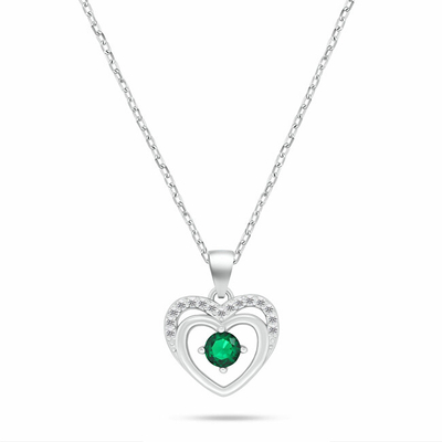 Set Varëse dhe vathë për femra Brilio Silver Hearts with Green Zircons SET295WG