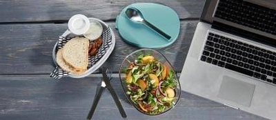 Kuti sallate Mepal Duo Salad Box Ellipse, me ndarje, Nordic Green