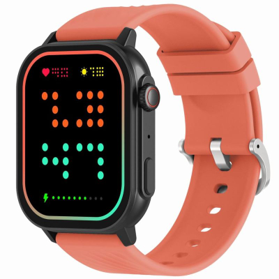 Smartwatch Gravity GT15-3, ekran 2.04", Bluetooth 5.0, i zi me rrip të kuq