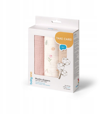 Pelena muslini Babyono Crinkled 828/01, set 3 copë, super të buta, ngjyrë krem