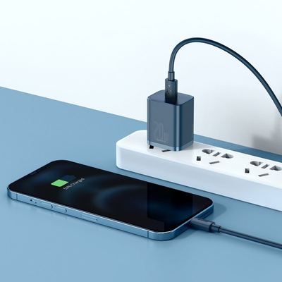 Baseus Super Si Karikues i Shpejtë 1C 20W me kabllo USB-C për Lightning 1m (blu)