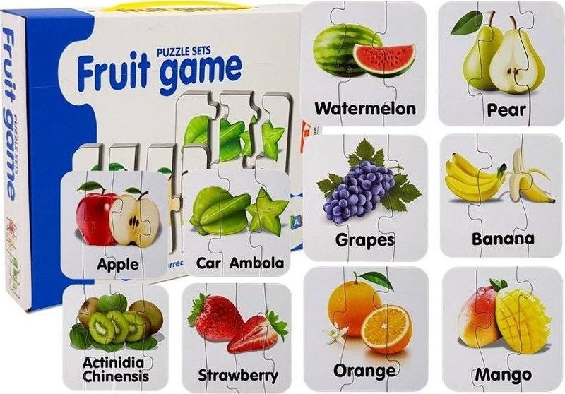 Puzzle edukative Lean Sport Fruit Jigsaw, 10 lidhje, shumëngjyrëshe