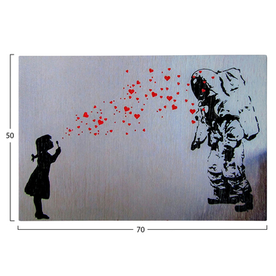 Pikturë murale Gobi HM4815, kanavacë e printuar, 70x50cm, gri me detaje të kuqe