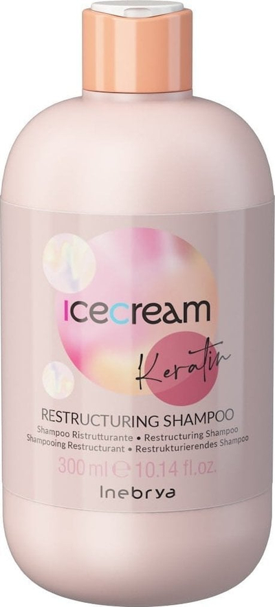 Shampo flokësh INEBRYA Ice Cream Keratin, për me rikthy flokët me keratinë, 300ml