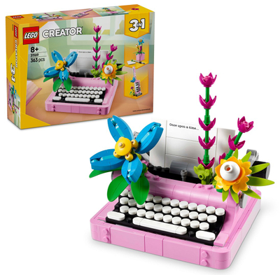 Lodër LEGO Creator 3 in 1 Typewriter with Flowers 31169, set ndërtimi dekorativ, shumëngjyrësh