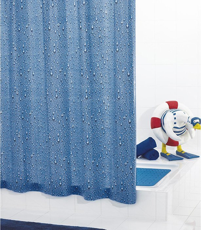 Perde dushi Ridder 34330 Drops, 180x200 cm, me pika, blu e çelët
