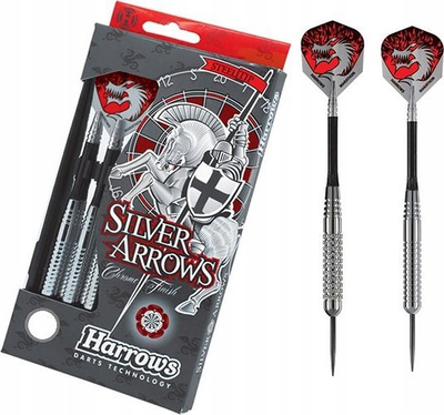 Shigjeta darts Harrows Silver Arrows Steeltip, profesionale, me majë çeliku, ngjyrë argjendi