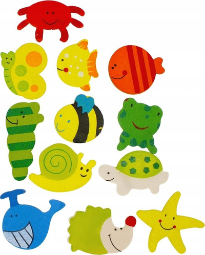 Magnetë druri Starpak Animals, 40mm, set 4 copë, shumëngjyrësh