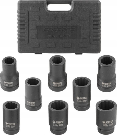 Set koka çelësi goditës, 8 copë, 1", 12-këndore 22-41mm