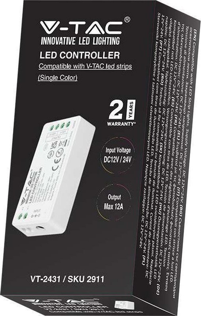 Kontrollues LED V-TAC Dual White, 12V-24V, 12A 288W, i bardhë