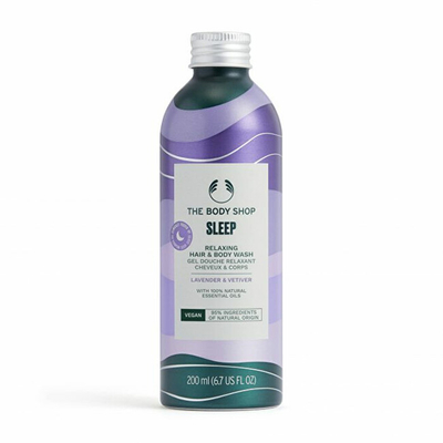 Xhel dushi për flokë dhe trup The Body Shop Sleep Relaxing Lavender & Vetiver, 200 ml