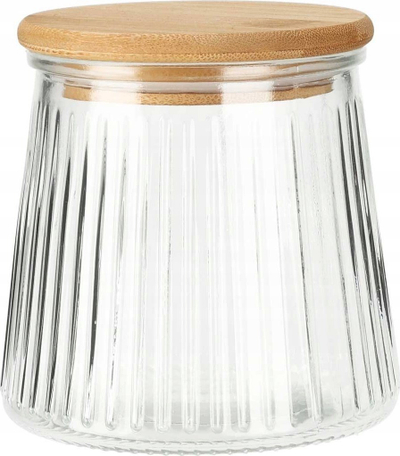 Kavanoz qelqi me kapak bambuje, vulë silikoni, transparent