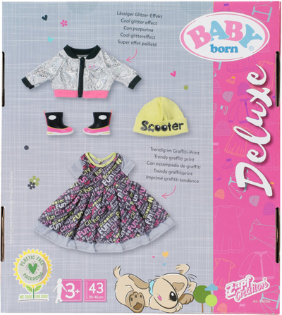 Set rrobash për kukullë Zapf BABY born City Deluxe, 43 cm, shumëngjyrësh