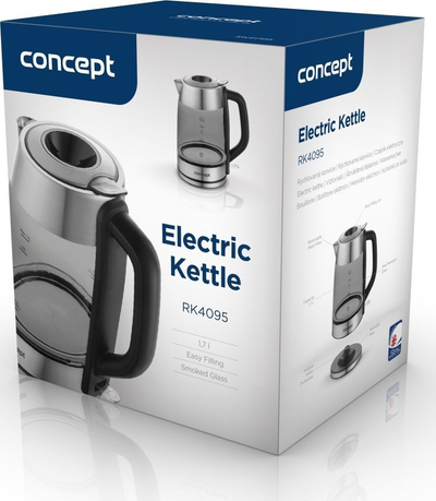 Ibrik elektrik Concept RK4095, 1.7L, 2200W, inox me xham transparent