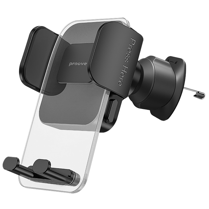 Mbajtëse telefoni për veturë Proove Crystal Clamp Plus, për ventilim, kapëse mekanike, e zezë