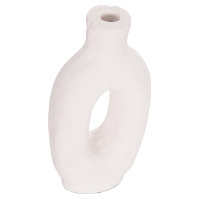 Vazo dekorative HomeMarkt Clayvon HM4409, terrakotë, 21cm, e bardhë