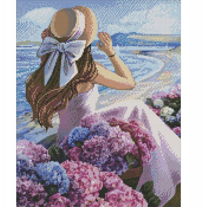 Set mozaik me gurë diamant Ideyka Blooming Coast, 40 x 50 cm, shumë ngjyra