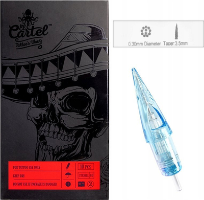 Fishekun gjilpëre tatuazhi El Cartel 10/11RS, 0.30mm, set me 10 copë, transparent
