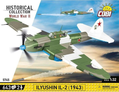 Set ndërtimi Cobi Historical Collection WWII IL 2 1943, aeroplan model me figura, shumëngjyrësh