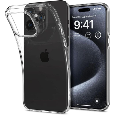 Mbrojtëse telefoni Spigen Liquid Crystal për iPhone 15 Pro, e butë, me standard ushtarak, transparente