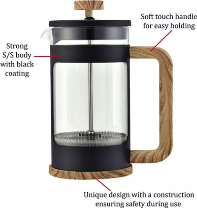 Përgatitës kafeje French Press Klausberg, 350ml, xham borosilikat, dorezë imitacion druri