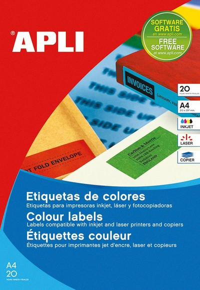 Etiketa Apli Colored 210 x 297 mm, 20 copë, të kaltra