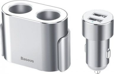 Karikues makine Baseus BSU798SLV, 1x USB A, 1x USB C, metalik argjendtë