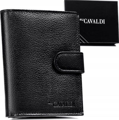 Паричник за мажи 4U Cavaldi, природна кожа, RFID, црн