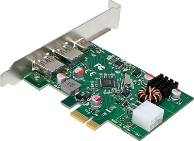 Kartë zgjerimi InLine PCIe, 2 porta USB A, 1 port USB C 3.2 Gen1 PD 3.0, me 6 pin