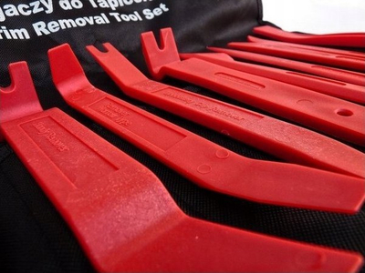 Set leva për kapëse tapicerie makine, 11 copa, plastikë e fortë, portokalli