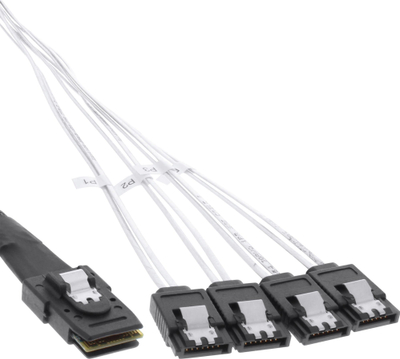 Kabllo e brendshme SAS INLINE Crossover OCF, Mini SAS SFF-8087 në 4x SATA, 1 m, e zezë