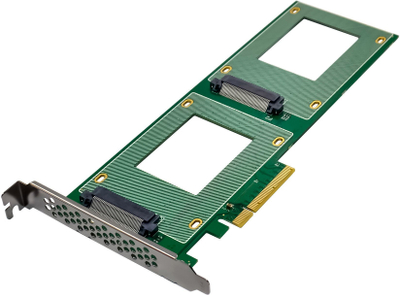 Kartë zgjerimi InLine PCIe, 2x U.2 NVMe SFF-8639, PCIe 3.0 x8, e hollë