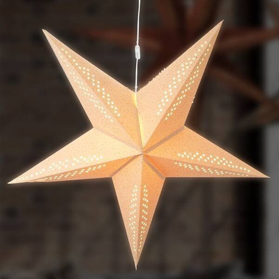 Yll dekorativ Home Styling Collection Lighted Star Velvet Beige Hanging, 75 cm, për varje, bezhë