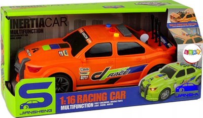 Makina lodër Leantoys Racing Car 1:16, me zëra, portokalli