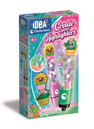 Креативен сет Clementoni Create Your Highlighters Magic Garden, за создавање маркери, 6+