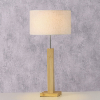 Ламба за маса Boltze Benito, 57 cm, база од бамбус, бело-беж