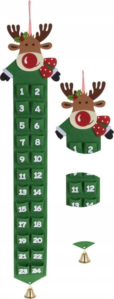 Kalendar Adventi Krishtlindje me drer, 95 cm, i varur, prej filci