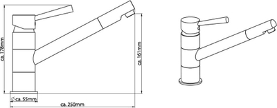 Rubinet kuzhine Schuette Cornwall SC79125, një levash, presion i lartë, inox mat