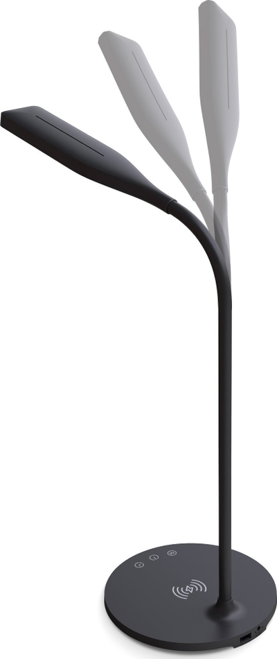 Lampë tavoline InLine SmartHome LED, karikim wireless Qi, dalje USB, e zezë