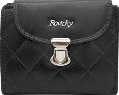 Portofol gocash Rovicky, lëkurë natyrale, RFID, i zi