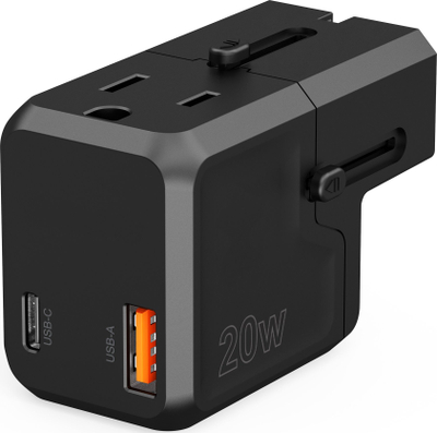 Karikues udhëtimi Choetech PD6043, 20W GaN, USB C edhe USB A, i zi