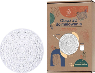 Сет за сликање Candelana Мандала на хармонијата, 3D табло од гипс, бои и четки, бела