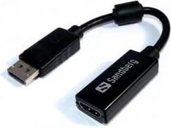 Adapter video Sandberg DisplayPort në HDMI, konvertues, i zi