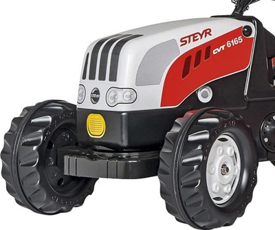 Traktor lodër me pedale Rolly Toys RollyKid Steyr, me rimorkio, për kalamaj 2.5–5 vjeç, i kuq e i bardhë