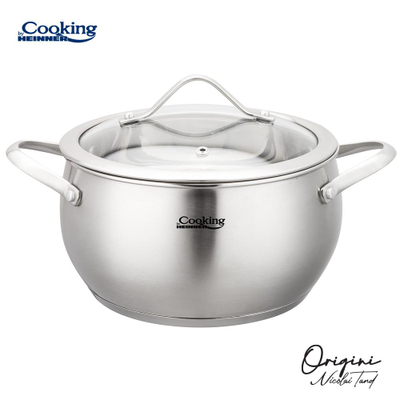 Tenxhere Heinner ORIGINI by Chef Nicolai Tand, 3.3L, 20x11cm, inoks me kapak xhami, argjend
