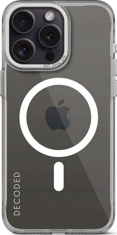 Kapak telefoni Decoded për iPhone 15 Pro Max, plastikë e ricikluar, transparent
