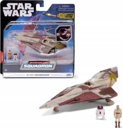 Играчка брод Star Wars Micro Galaxy Squadron Obi-Wan Jedi Starfighter, микро фигуриња, Launch Edition, повеќебојно