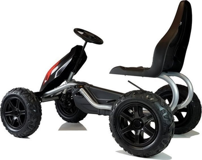 Gokart me pedale Monster, rrota gome të fryme, sedilje që rregullohet, i zi